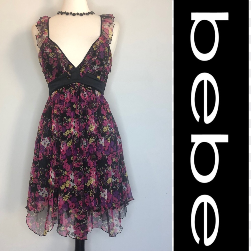 Bebe 100% silk Floral dress